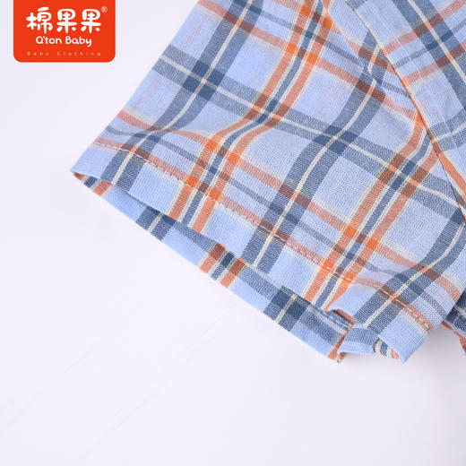 棉果果夏季男童纯棉短袖格子衬衫M212153222329 商品图3