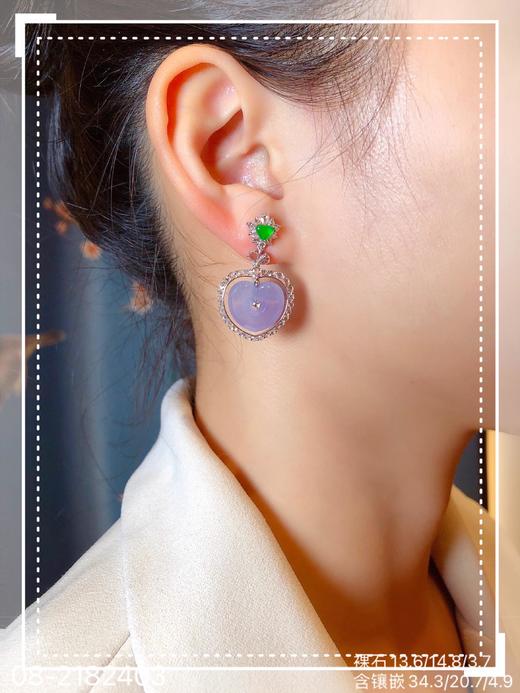 08-2182403，玻璃粉紫心形耳坠，52999 商品图4