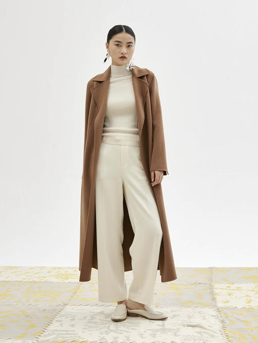 双面穿水波纹羊绒呢女长大衣SJF94W622W 商品图3