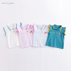 【科技凉感面料】马克珍妮夏装新款 女童撞色T恤POLO衫220936