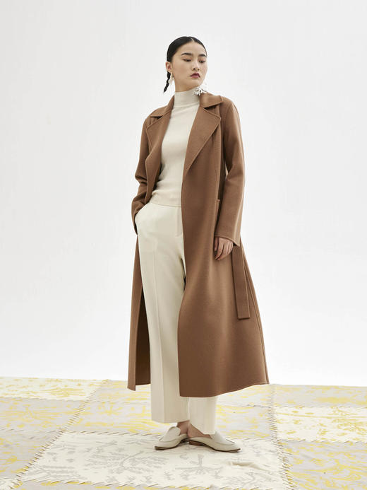 双面穿水波纹羊绒呢女长大衣SJF94W622W 商品图0