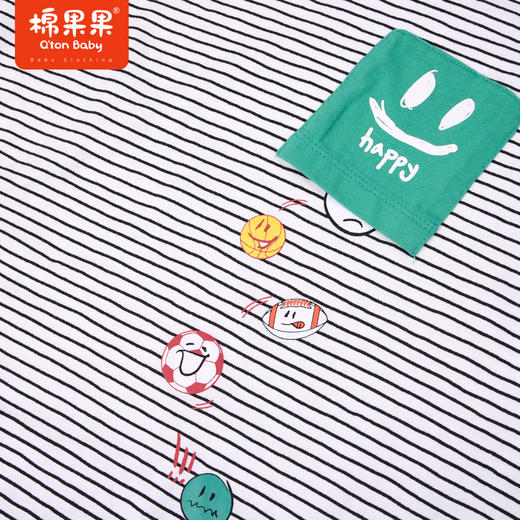 棉果果夏季男童纯棉条纹短袖T恤M212140222269 商品图3