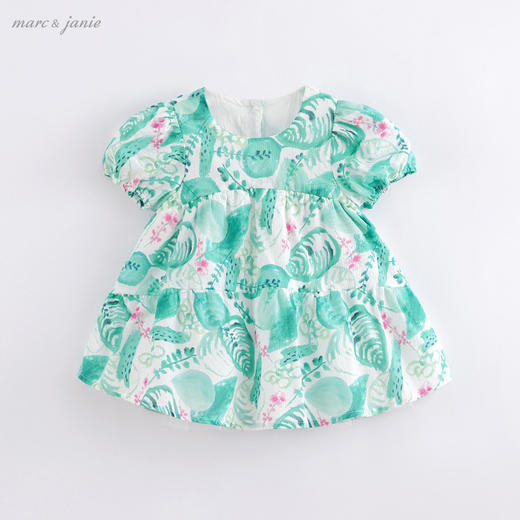 【打折】马克珍妮夏装新款 女童植物印染短袖连衣裙 儿童裙子220652 商品图0