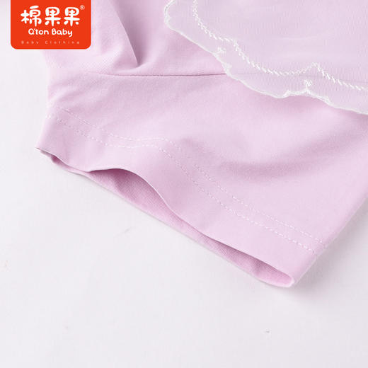 棉果果夏季女童纯棉花边翻领短袖T恤气质M222140222291 商品图5