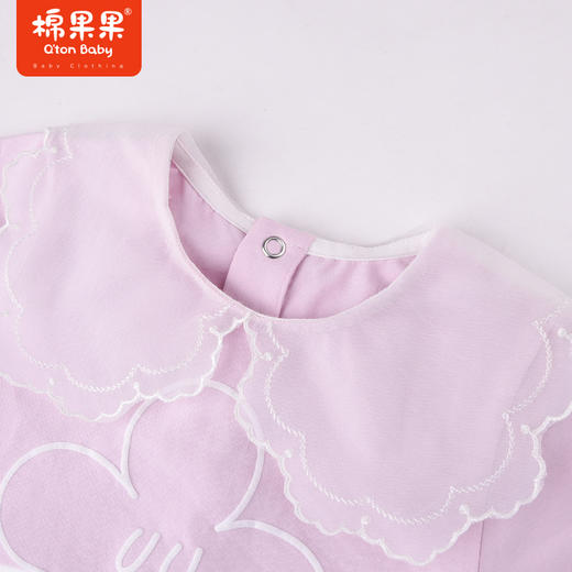 棉果果夏季女童纯棉花边翻领短袖T恤气质M222140222291 商品图7