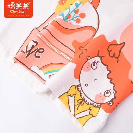 棉果果夏季女童纯棉落肩短袖T恤M222140222252 商品图6