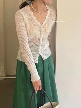 MTFZ-HH-158-541新款时尚气质修身显瘦V领长袖薄款针织开衫