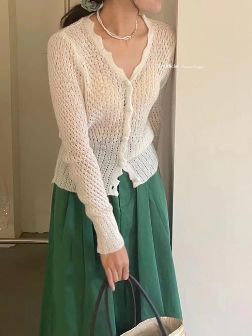 MTFZ-HH-158-541新款时尚气质修身显瘦V领长袖薄款针织开衫 商品图0