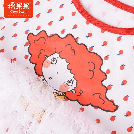 棉果果夏季女童纯棉网纱假两件短袖T恤M222140222254 商品图3