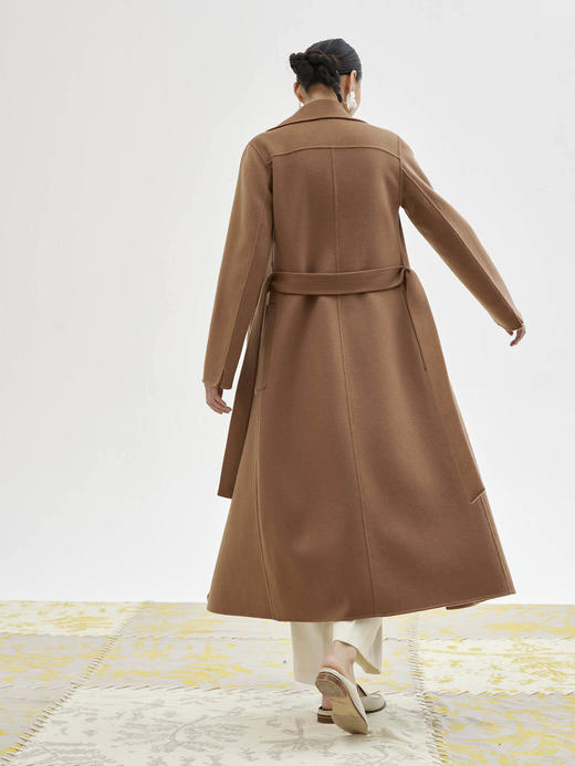 双面穿水波纹羊绒呢女长大衣SJF94W622W 商品图4