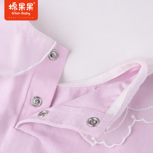 棉果果夏季女童纯棉花边翻领短袖T恤气质M222140222291 商品图2