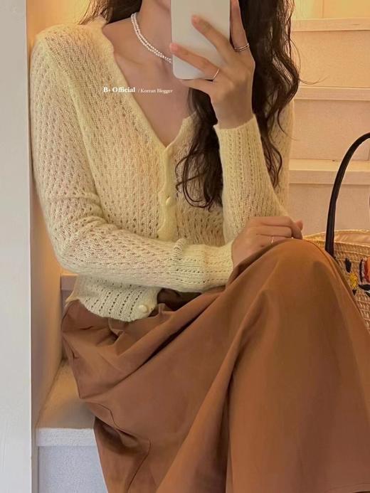 MTFZ-HH-158-541新款时尚气质修身显瘦V领长袖薄款针织开衫 商品图3