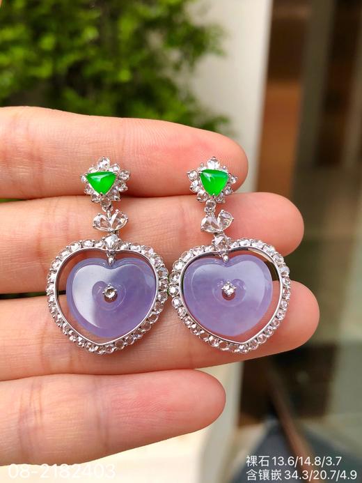 08-2182403，玻璃粉紫心形耳坠，52999 商品图5