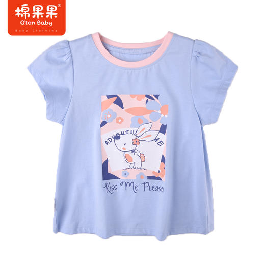 棉果果夏季女童纯棉泡泡短袖T恤M222140222283 商品图0