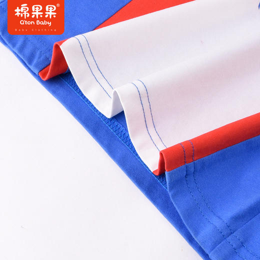 棉果果夏季男童纯棉运动短袖拼色T恤M212140222270 商品图6