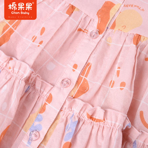 棉果果夏季女童纯棉大翻领短袖连衣裙M222701222301 商品图4
