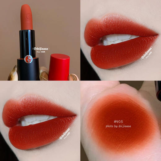 阿玛尼红黑管挚爱哑光唇膏口红400#405# 女雾面滋润烂番茄豆沙色 商品图5