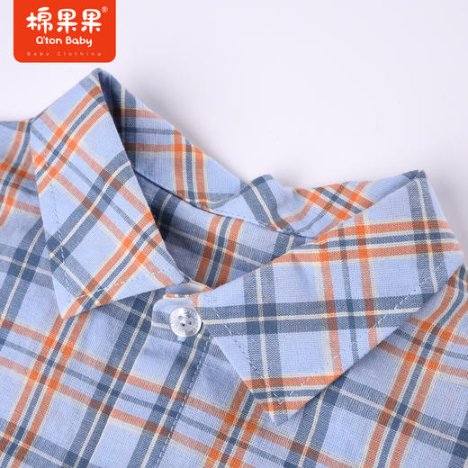 棉果果夏季男童纯棉短袖格子衬衫M212153222329 商品图6