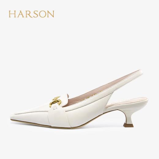 2楼后空尖头小跟羊皮半凉鞋HARSON女鞋（新百购） 商品图0