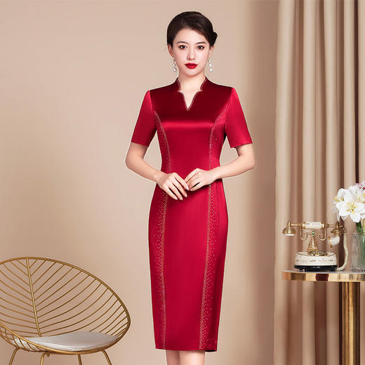 醋酸缎婚礼礼服2022年新款喜婆婆婚宴装复古改良旗袍连衣裙WXG-2299026 商品图0