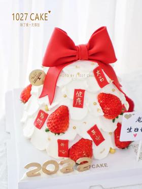 1027CAKE | 许愿树 草莓 蝴蝶结  新年款式 翻糖装饰