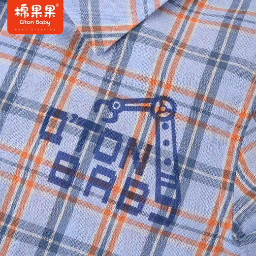 棉果果夏季男童纯棉短袖格子衬衫M212153222329 商品图4