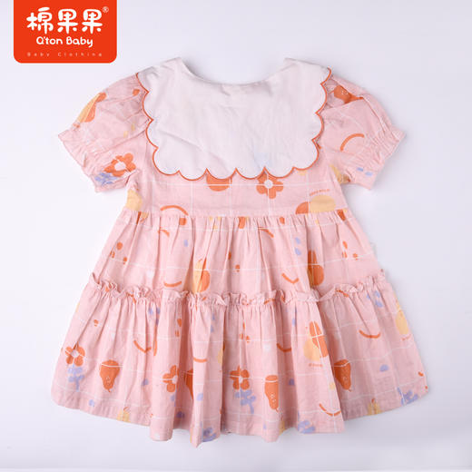 棉果果夏季女童纯棉大翻领短袖连衣裙M222701222301 商品图6