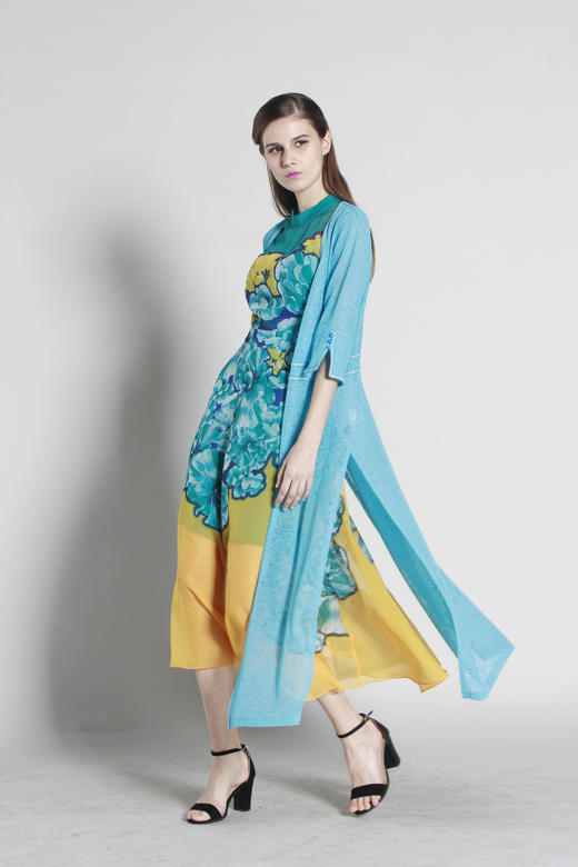 【伯妮斯茵】172D049--蓝色风衣--天青石金耳环--《太阳之子--印加》 商品图3