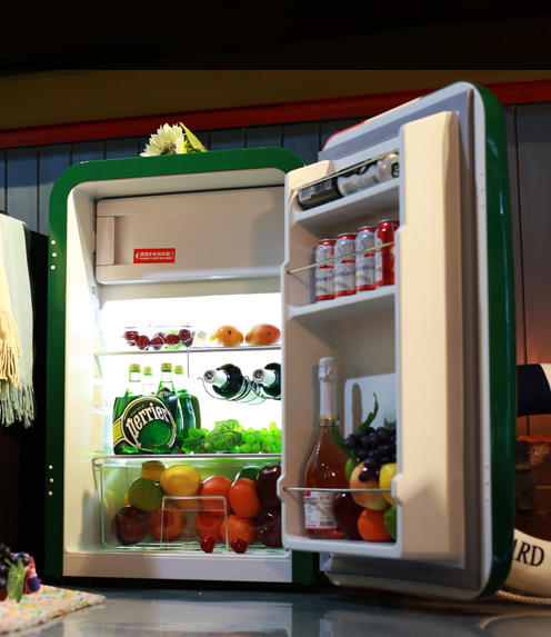 HCK哈士奇130RBA复古冰箱单门办公室家用冷藏冷冻 商品图2