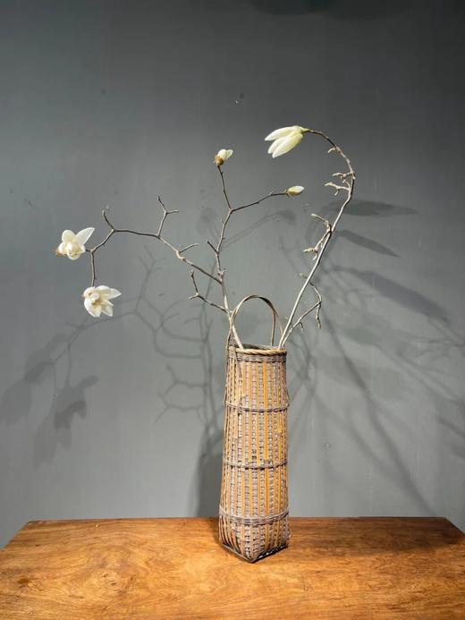 竹编提梁直筒式花器，顺丰包邮 商品图2