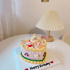 爱心小动物复古蛋糕-低糖处理无添加