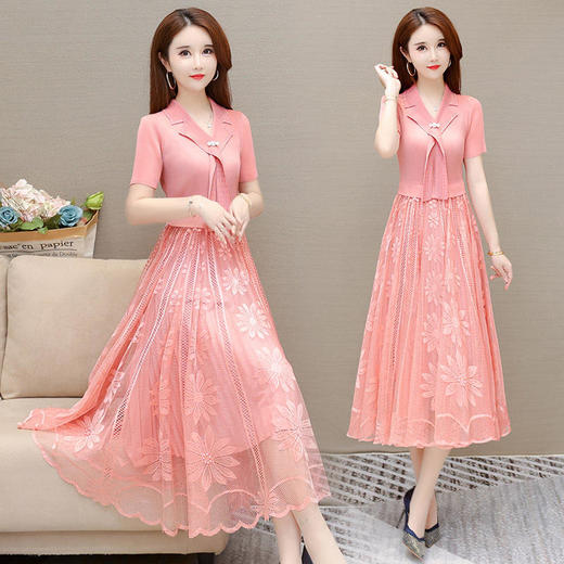 YWE BZYH7531气质高贵阔太太短袖连衣裙 商品图0