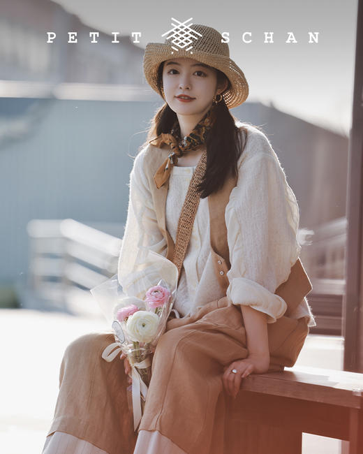 PETIT SCHAN小闪 CLO#079 爱丽丝的大裤裤 Alice’s pants 纯天然亚麻斜纹布法式田园风阔腿裤/裙裤 商品图2