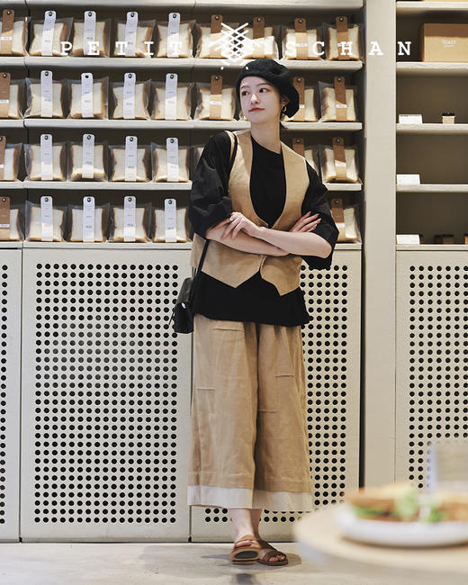 PETIT SCHAN小闪 CLO#079 爱丽丝的大裤裤 Alice’s pants 纯天然亚麻斜纹布法式田园风阔腿裤/裙裤 商品图3