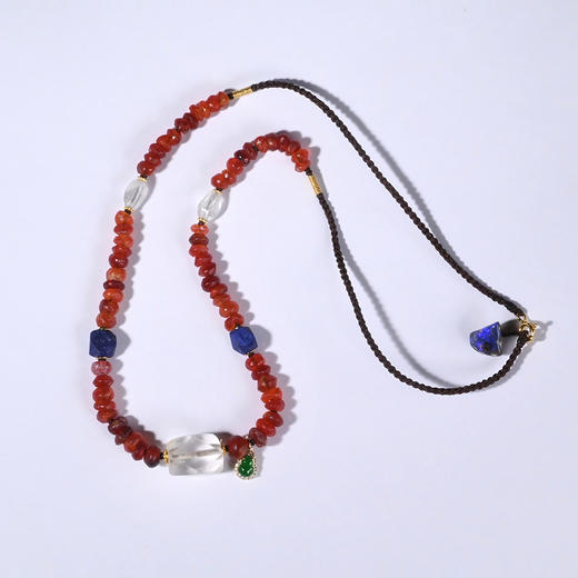 西亚高古八棱白水晶+红玛瑙项链 商品图0