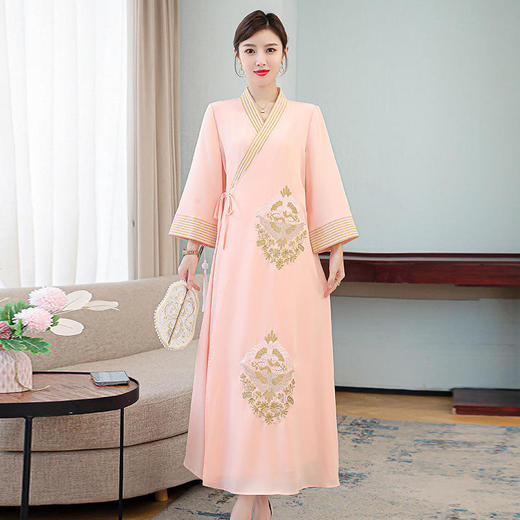 XYFFS8186新款中国风优雅气质系带飘逸刺绣汉服连衣裙 商品图4