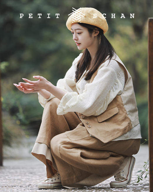 PETIT SCHAN小闪 CLO#079 爱丽丝的大裤裤 Alice’s pants 纯天然亚麻斜纹布法式田园风阔腿裤/裙裤 商品图7