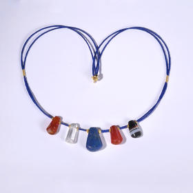 红蓝CP古珠坠混搭锁骨链