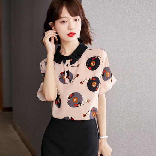 气质洋气，印花宽松上衣遮肚子防晒衣修身显瘦雪纺衫KQL-1785 商品图1