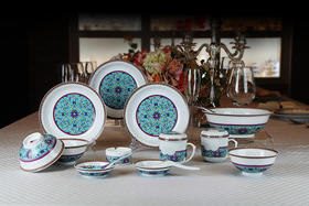 景德镇 国瓷红叶 39头中餐具水影