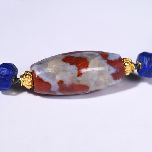 印度河谷高等级红缟玛瑙珠+青金石项链 商品图2