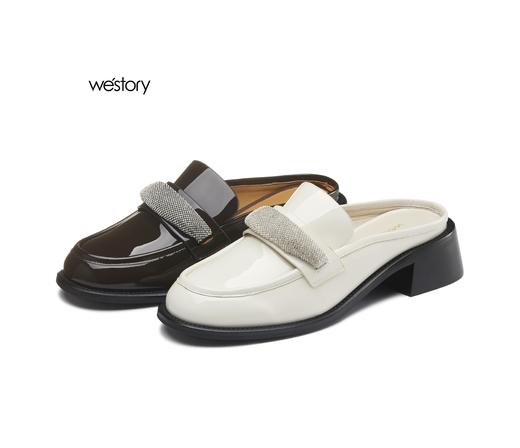 westory2022春夏季新款水钻包头休闲中跟穆勒拖W22AH54811 商品图3