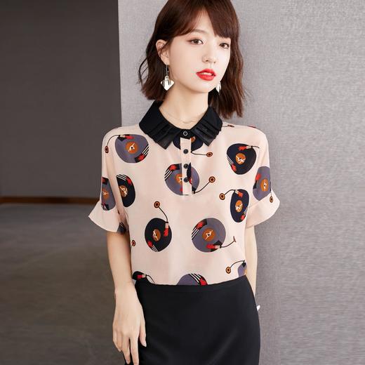 气质洋气，印花宽松上衣遮肚子防晒衣修身显瘦雪纺衫KQL-1785 商品图3