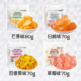 Dobby哆比70g软糖芒果白桃草莓百香果味果汁爆浆水果QQ糖休闲零食