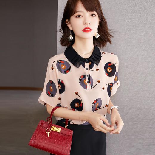 气质洋气，印花宽松上衣遮肚子防晒衣修身显瘦雪纺衫KQL-1785 商品图4
