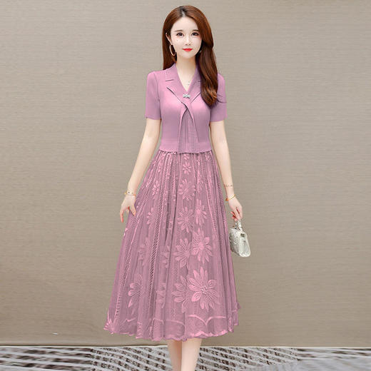 YWE BZYH7531气质高贵阔太太短袖连衣裙 商品图7