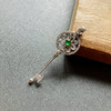 高冰种阳绿翡翠蛋面钥匙18k白金钻石镶嵌 商品缩略图0