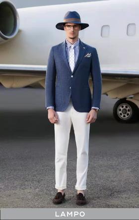 【4F】蓝豹新品商务休闲蓝色单西外套