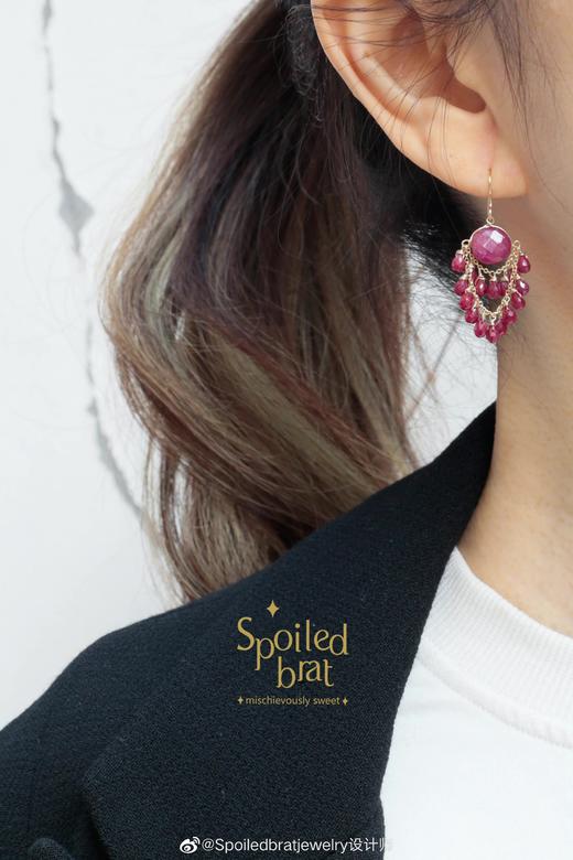 SpoiledBrat Jewelry 风铃系列红宝石耳环 商品图2