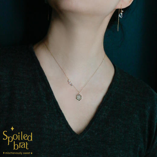 SpoiledBrat Jewelry 18k金不规则海蓝宝项链 商品图2